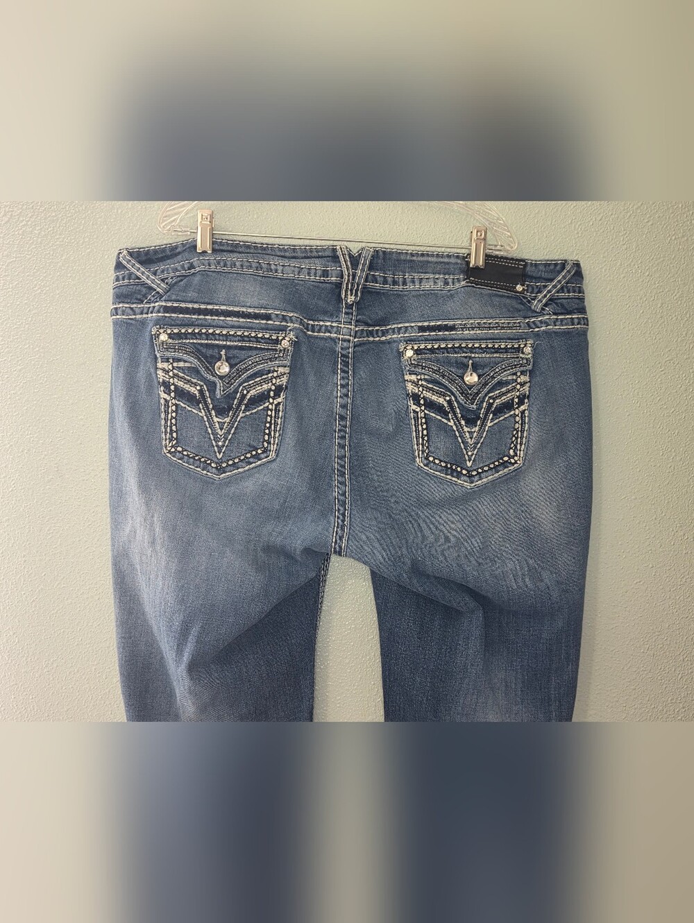 Vigoss New York Slim Boot Cut Women's Jeans in Washed Blue Denim Plus Size 24 - Picture 6 of 11